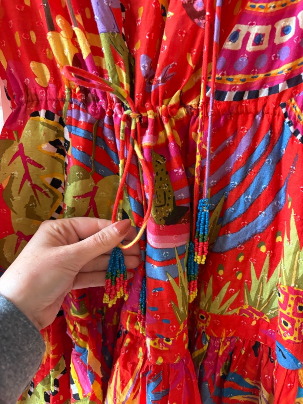 FARM Rio Red Multi-Color Tropical Print Dress - Picture 2 of 3